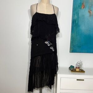 Diesel Asymmetrical Black Dress with Layered Design